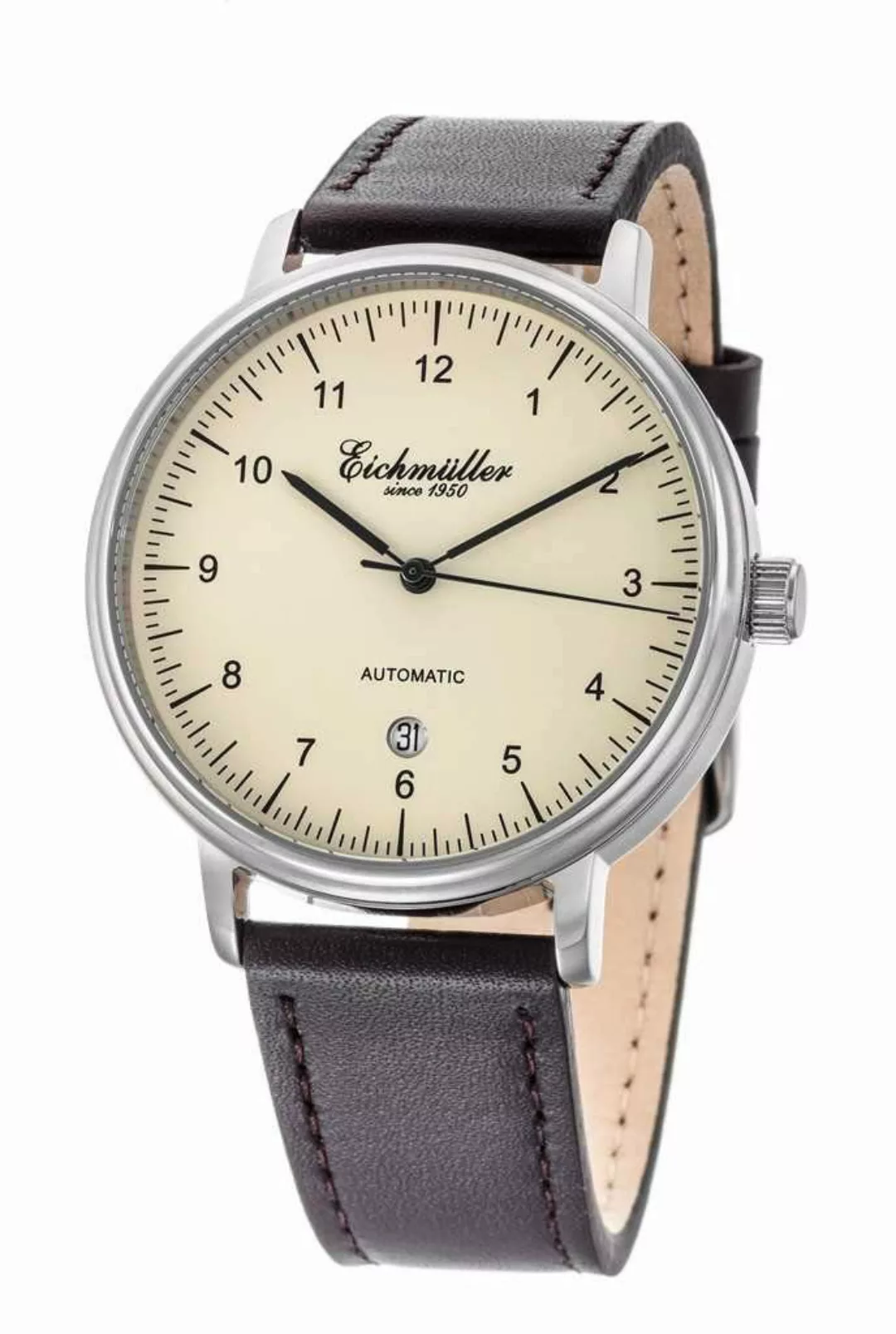 Eichmüller Automatikuhr Herrenuhr Beige Lederband Braun günstig online kaufen