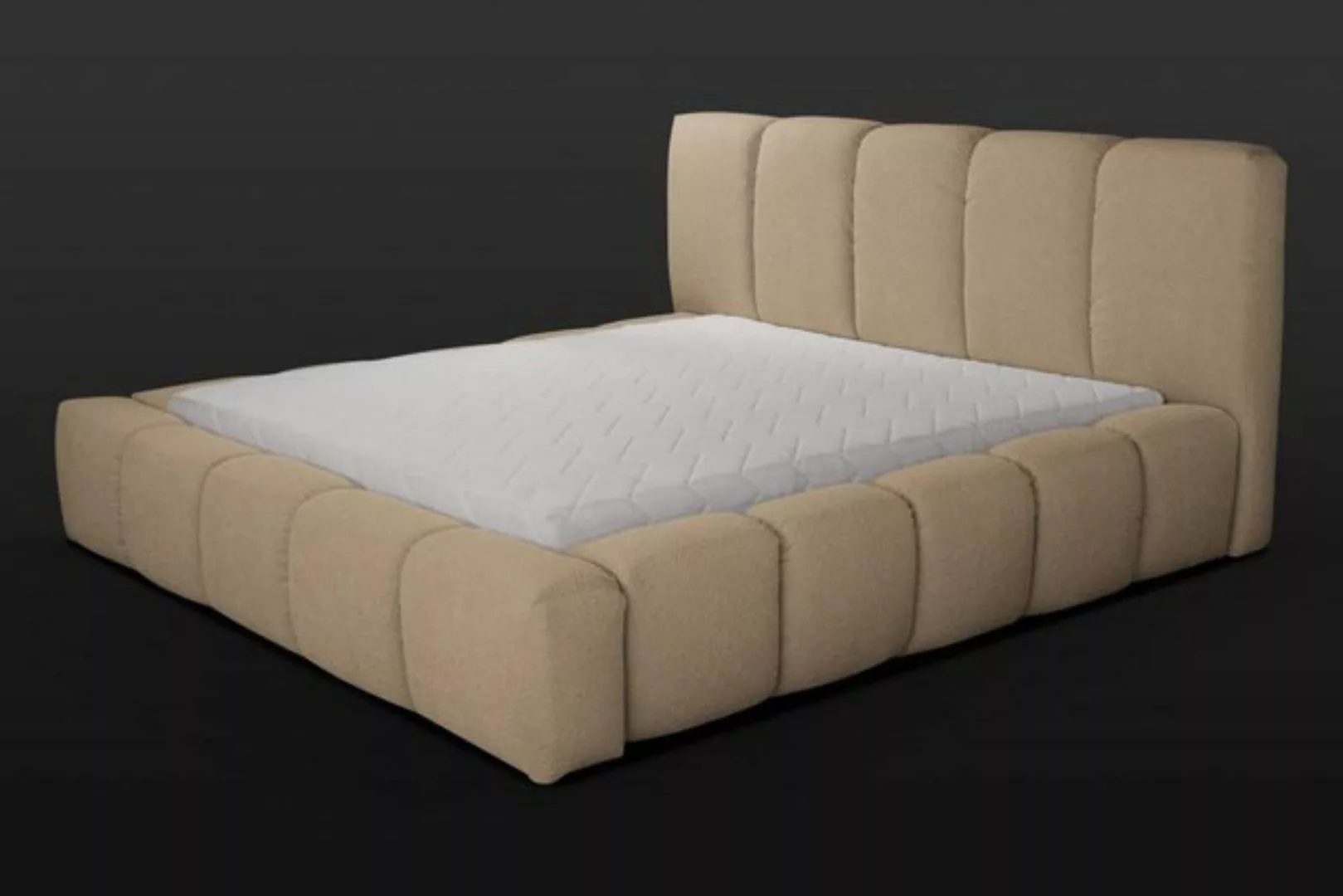 JVmoebel Bett Beige Doppelbett Schlafzimmer Holzmöbel Design elegant Polste günstig online kaufen