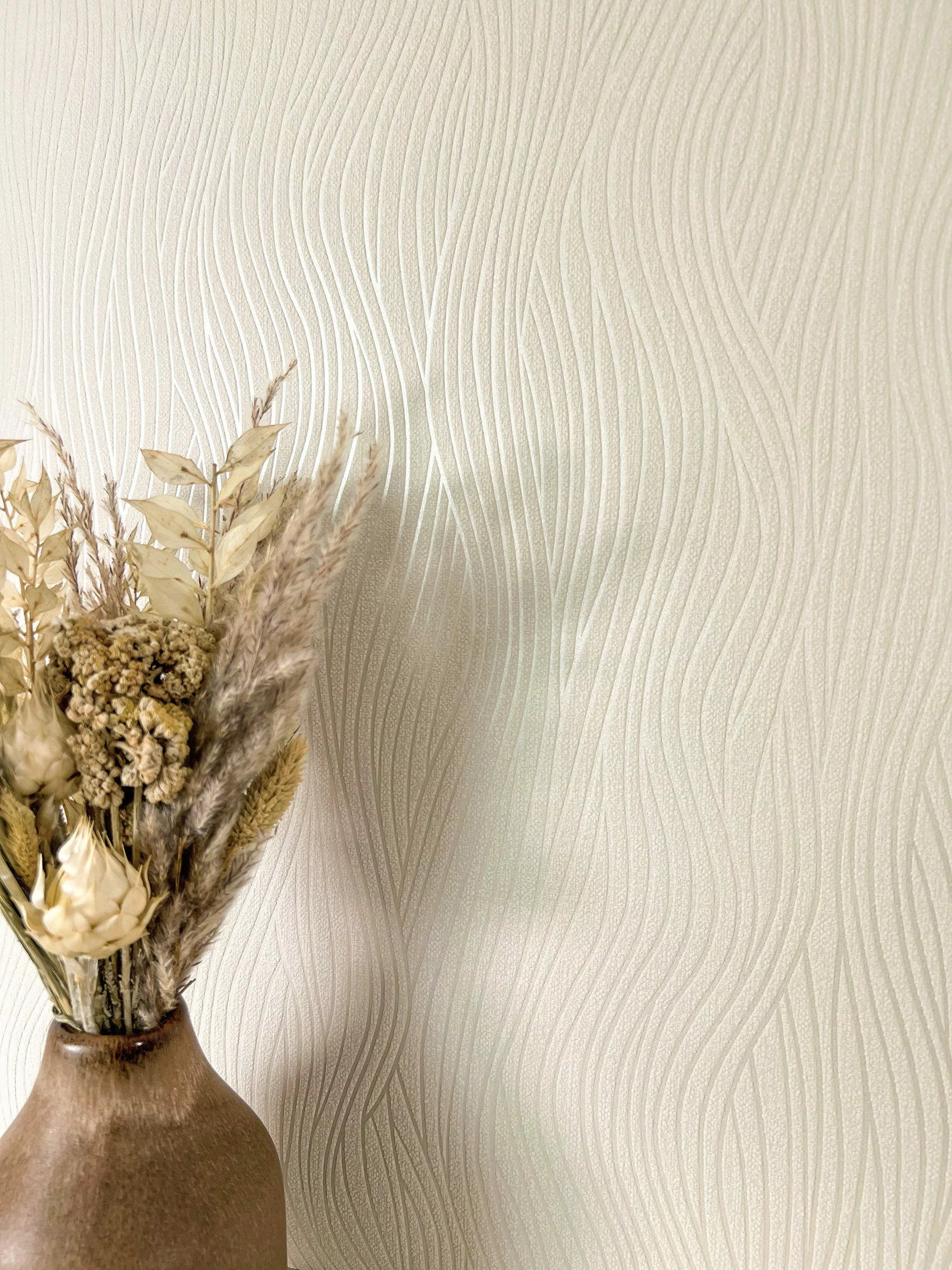 Newroom Vliestapete, Beige Tapete Streifen Wellen günstig online kaufen
