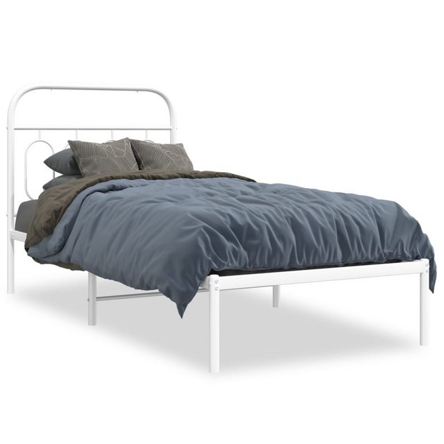 vidaXL Bett, Bettgestell mit Kopfteil Metall Weiß 90x190 cm günstig online kaufen