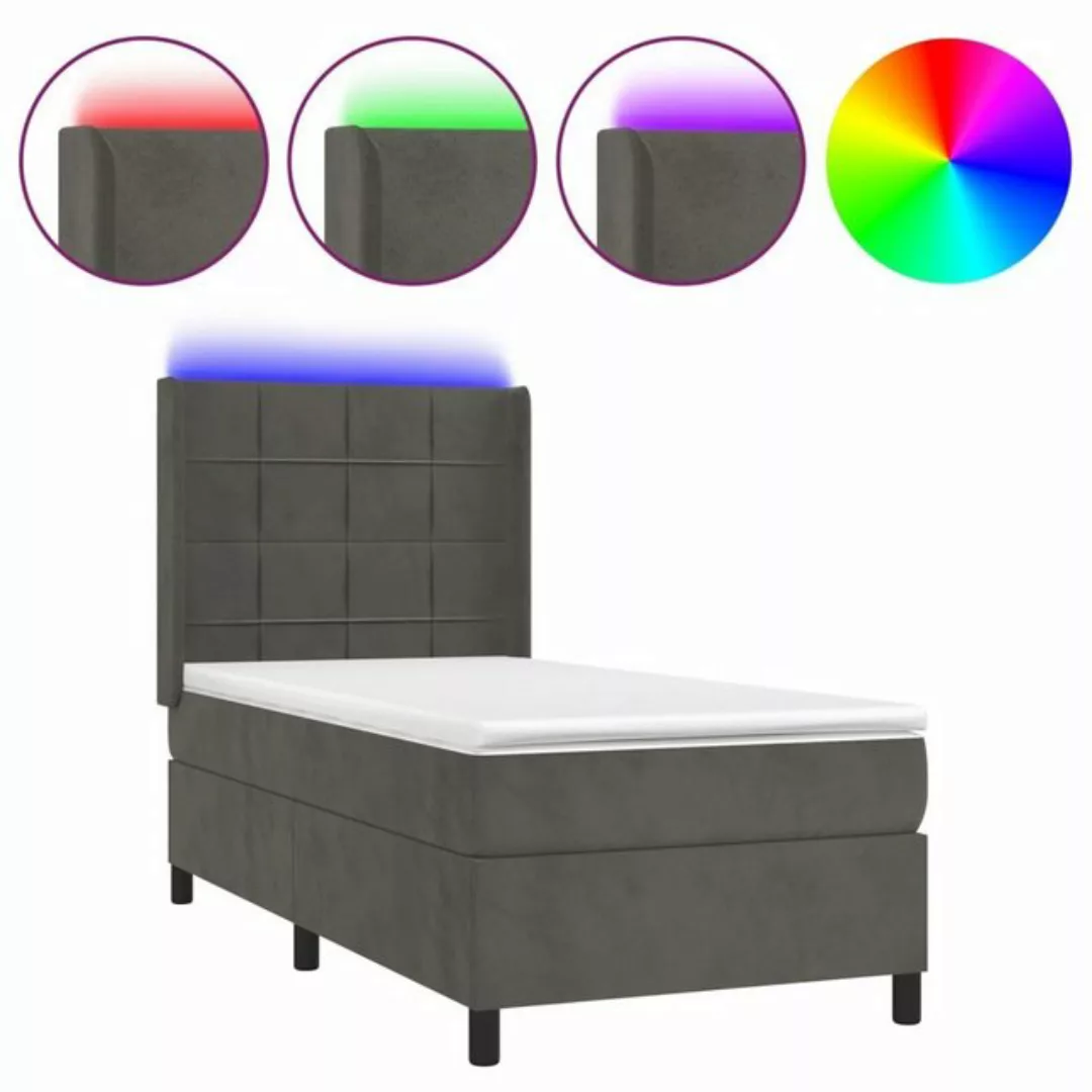 vidaXL Boxspringbett Boxspringbett mit Matratze LED Dunkelgrau 90x190 cm Sa günstig online kaufen