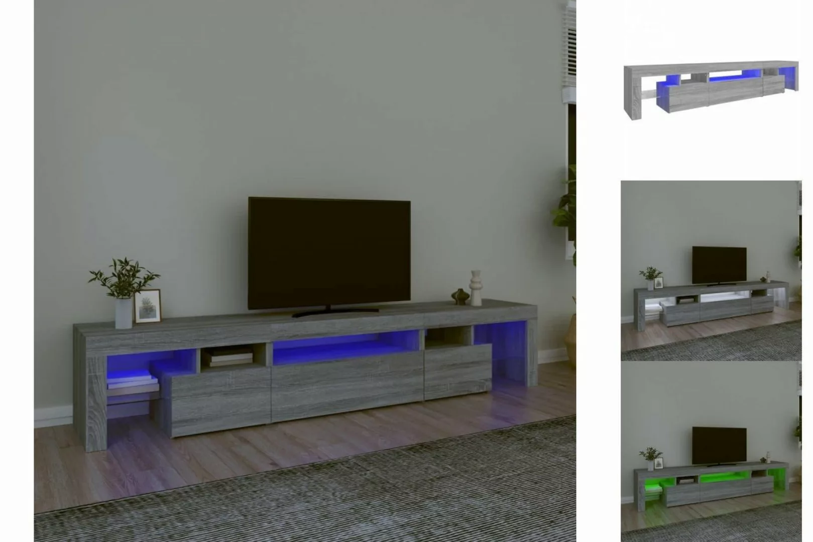 vidaXL TV-Schrank TV-Schrank mit LED-Leuchten Grau Sonoma 215x36,5x40 cm Lo günstig online kaufen