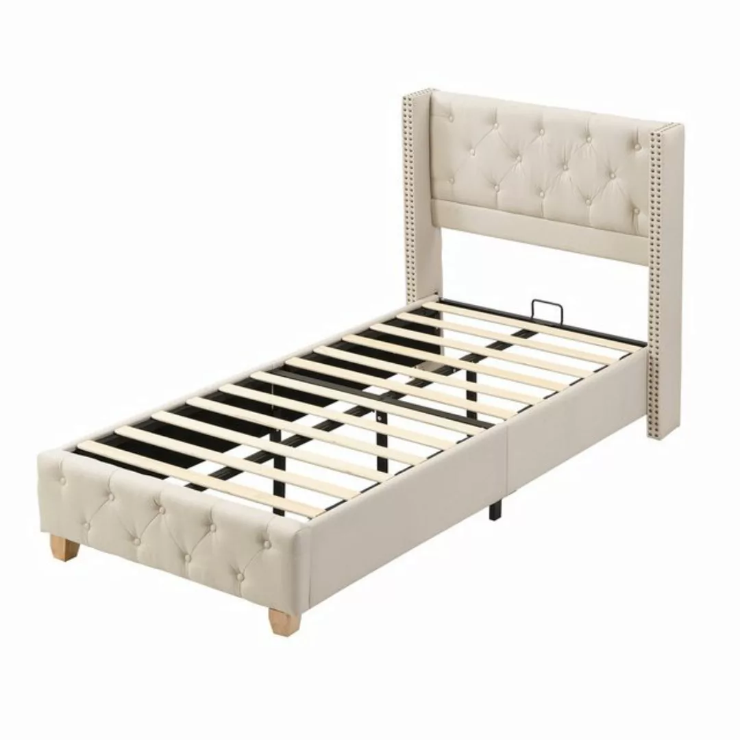 Rustrky Polsterbett Doppelbett (90x200cm Elegantes Leinen, Knopf-Tufting, N günstig online kaufen