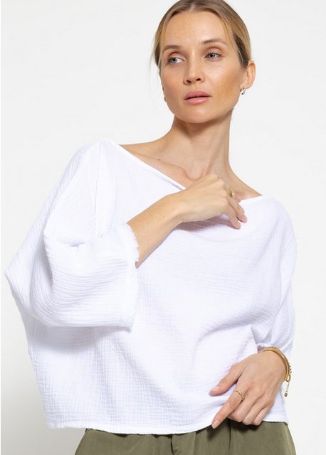 SASSYCLASSY Kurzarmshirt Musselin Shirt mit Rundhalsausschnitt 100% Baumwol günstig online kaufen
