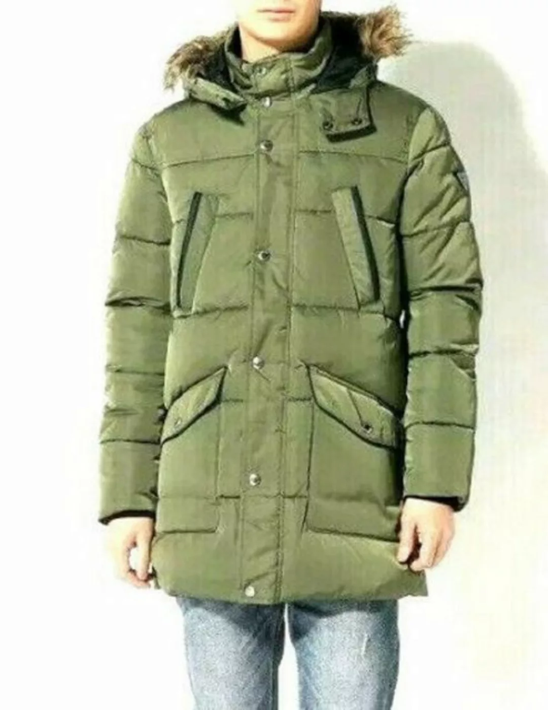 Winterjacke Guess Herren Jacke, Guess AMYAS PARKA Jacket, Grün-Khaki mit Ka günstig online kaufen