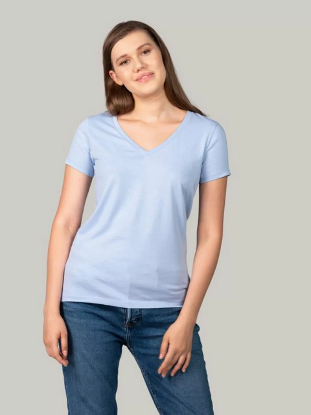 BLUVERD V-Shirt Basic-T-Shirt mit V-Ausschnitt günstig online kaufen