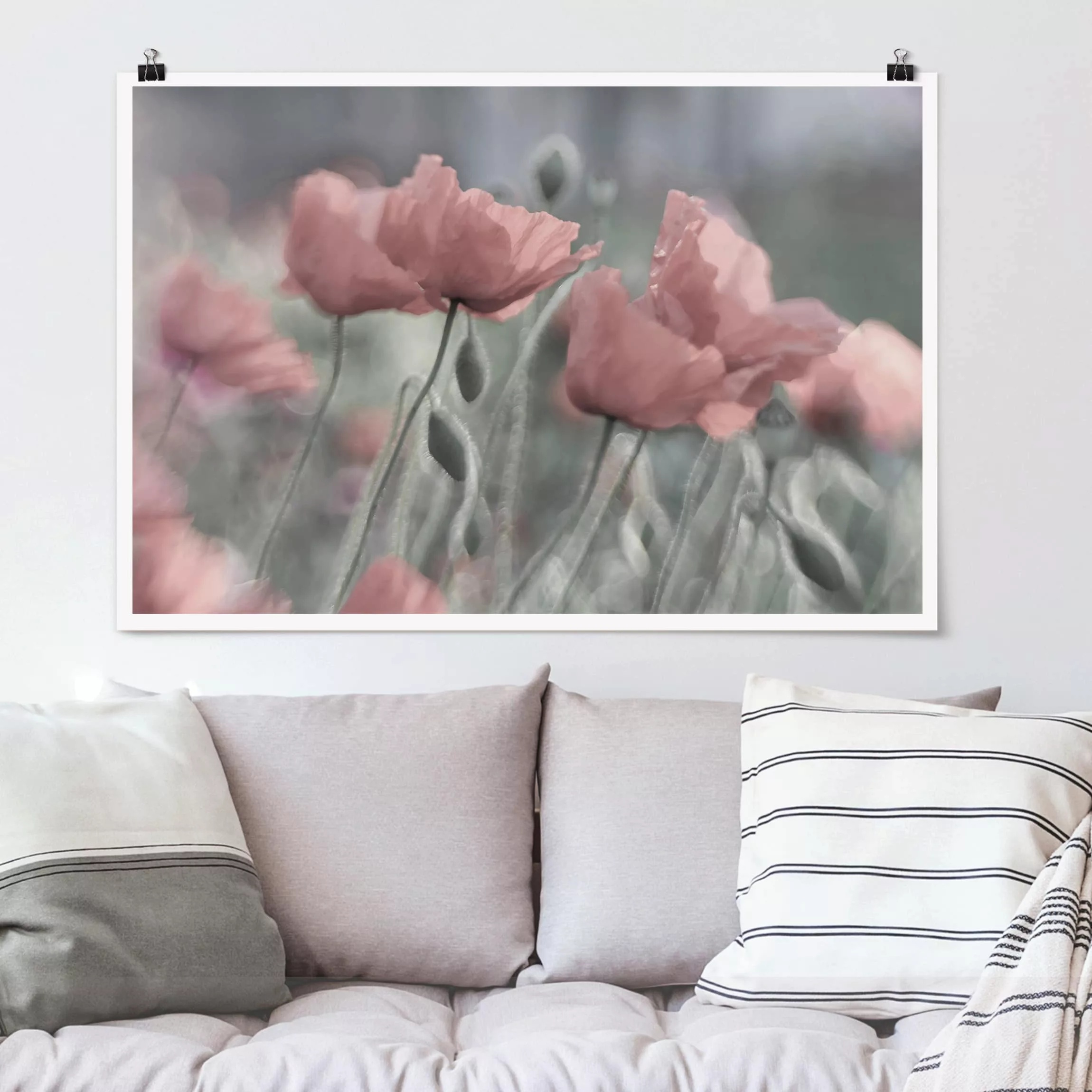 Poster Blumen - Querformat Malerische Mohnblumen günstig online kaufen