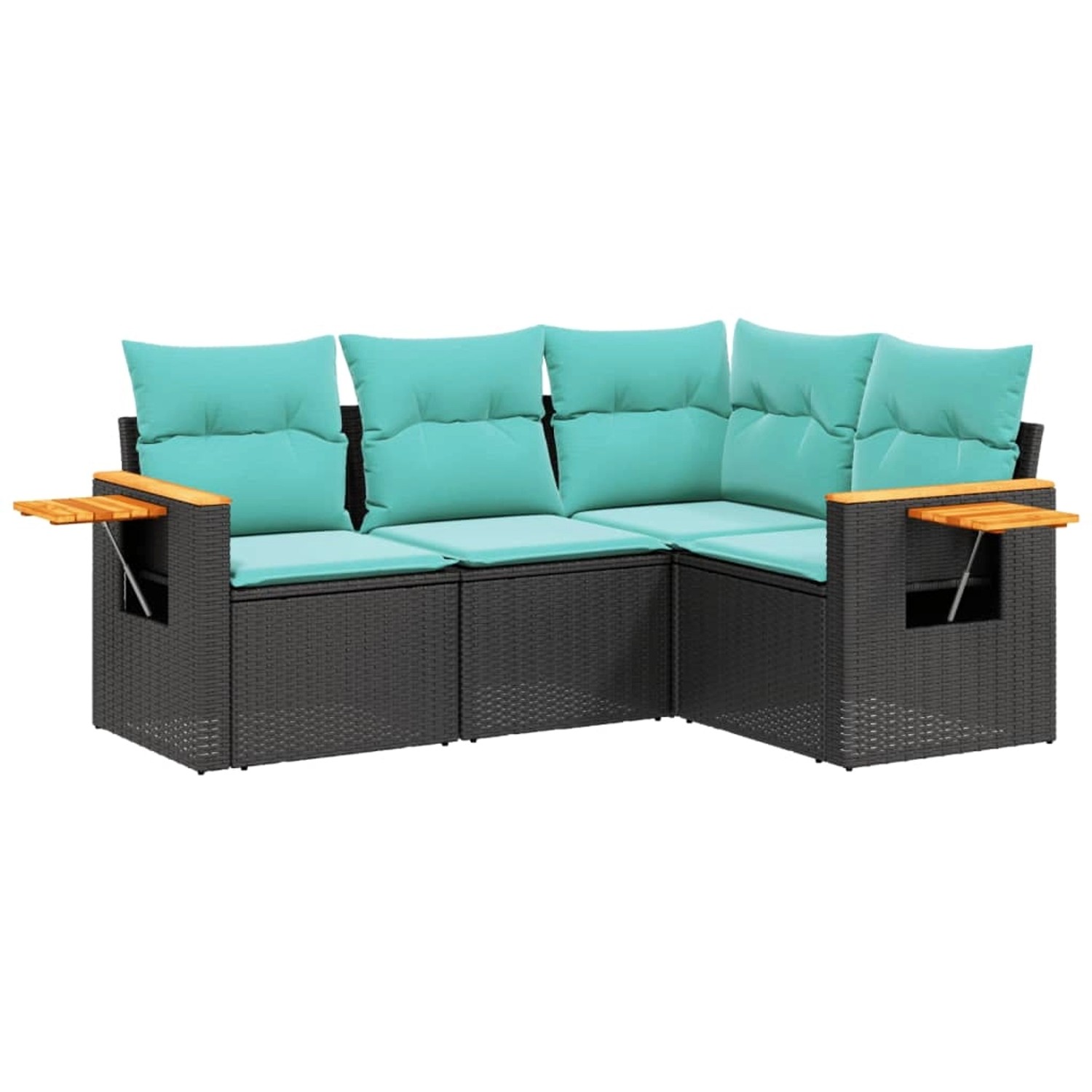 vidaXL 4-Tlg Garten-Sofagarnitur mit Kissen Schwarz Poly Rattan 3226771 günstig online kaufen