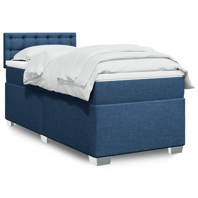 furnicato Bettgestell Boxspringbett mit Matratze Blau 80x200 cm Stoff günstig online kaufen