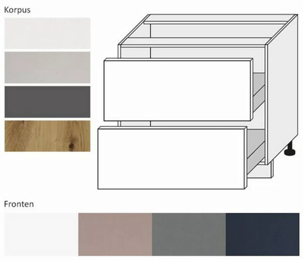 Feldmann-Wohnen Unterschrank Bonn (1-St) 90cm Front- & Korpusfarbe wählbar günstig online kaufen