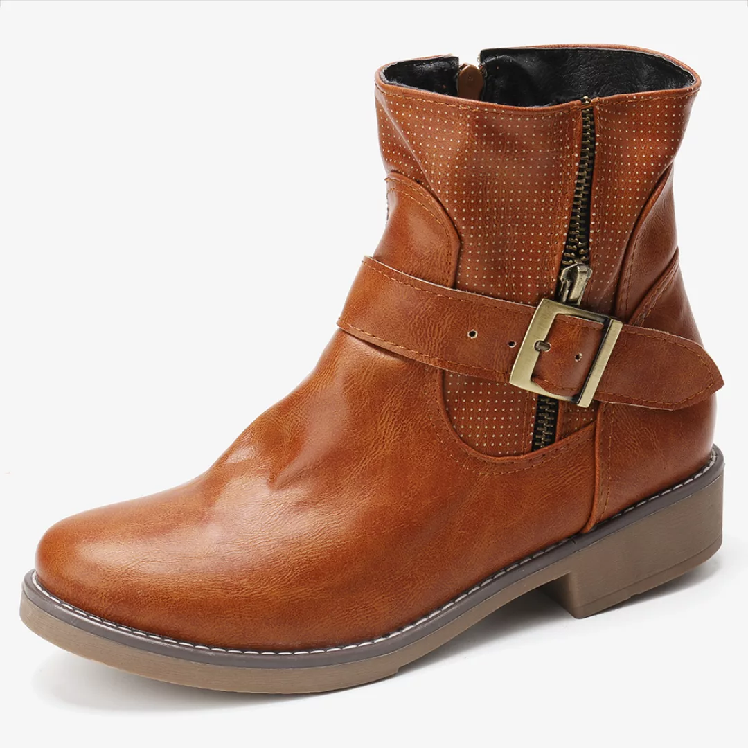 Damen Schnalle Dekoration Reißverschluss Cowbooy Western Short Stiefel günstig online kaufen