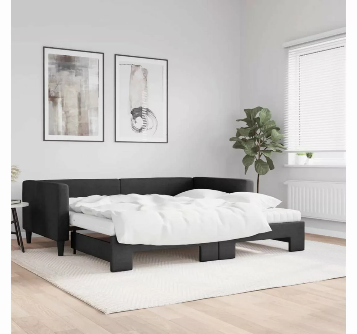 vidaXL Gästebett Gästebett Tagesbett Ausziehbar mit Matratzen Schwarz 100x2 günstig online kaufen