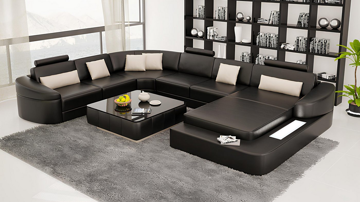 Xlmoebel Sofa Modernes Ecksofa aus Leder in zeitgemäßem Design - Eckcouch, günstig online kaufen