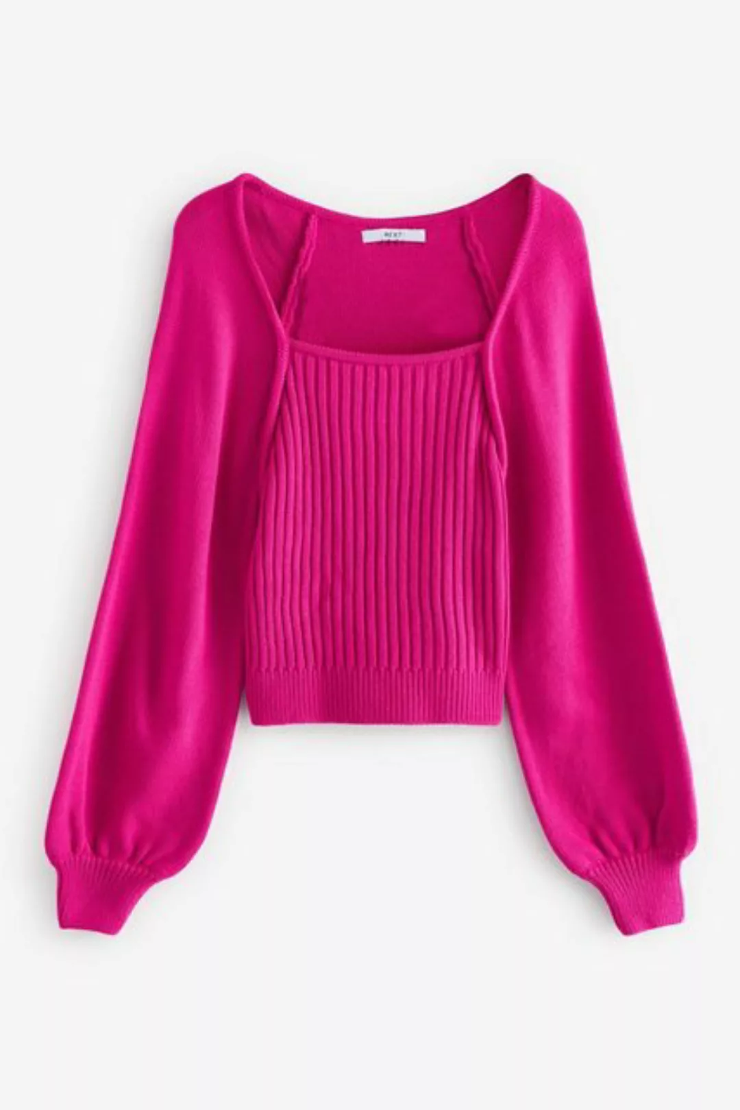 Next Strickpullover Pullover mit voluminösen Ärmeln Karreeausschnitt (1-tlg günstig online kaufen