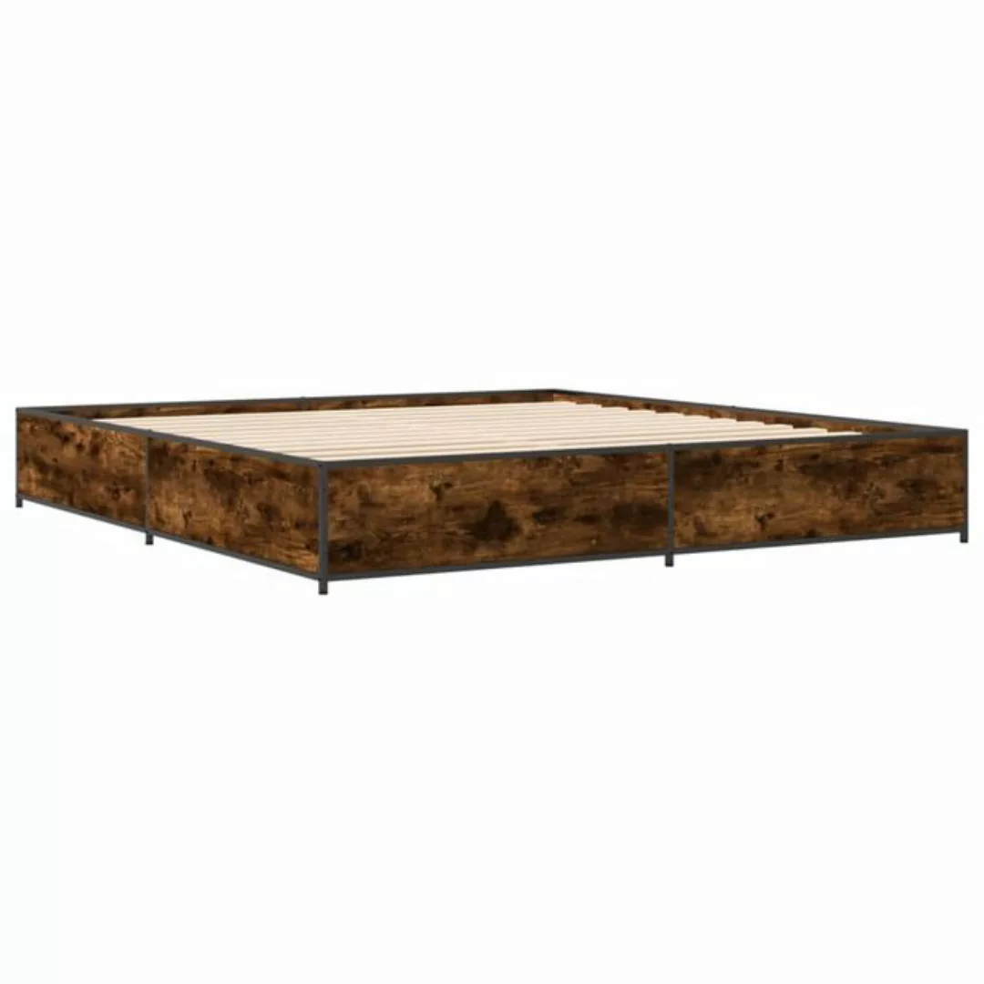 vidaXL Bett Bettgestell Räuchereiche 160x200 cm Holzwerkstoff und Metall günstig online kaufen