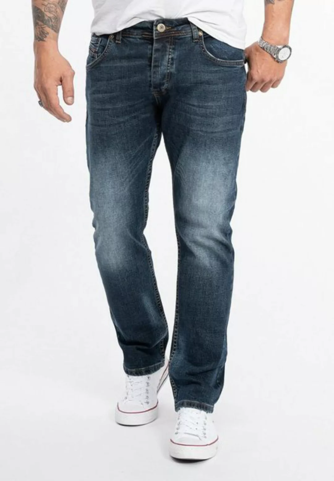 Rock Creek Straight-Jeans Herren Jeans Stonewashed Blau RC-2279 günstig online kaufen
