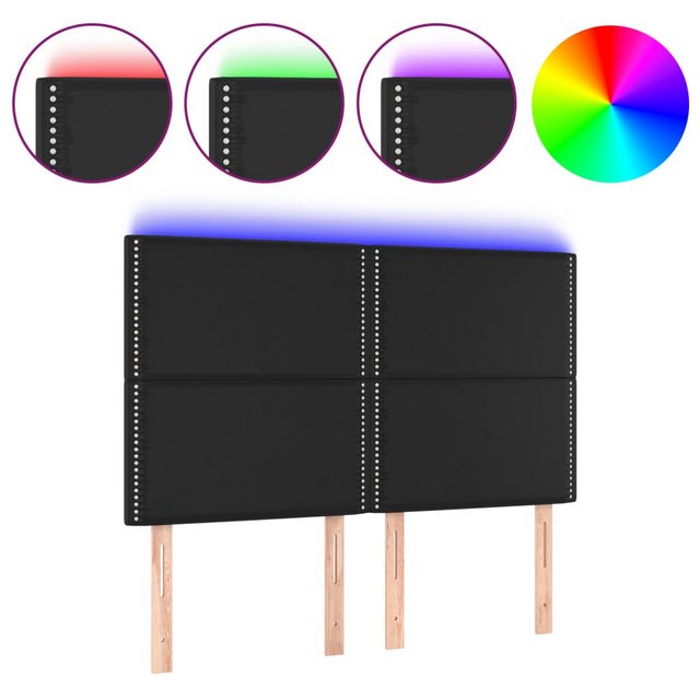 vidaXL Bett, LED Kopfteil Schwarz 144x5x118/128 cm Kunstleder günstig online kaufen