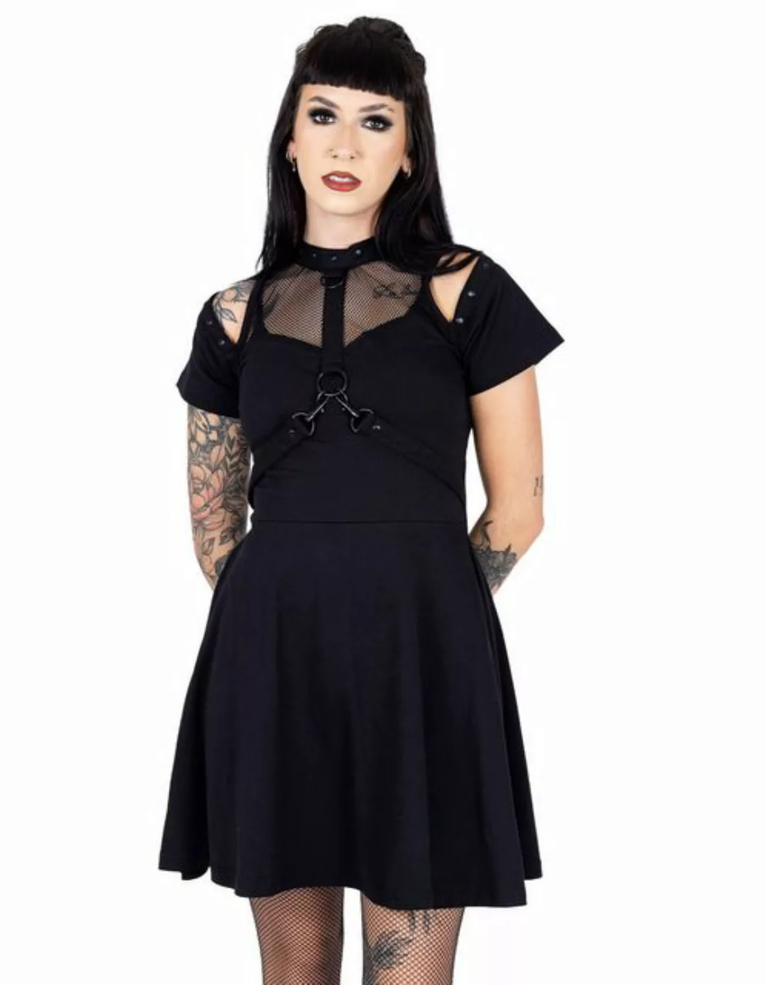 Chemical Black Minikleid Myka Mesh Netz Harness Riemen Gothic Goth günstig online kaufen
