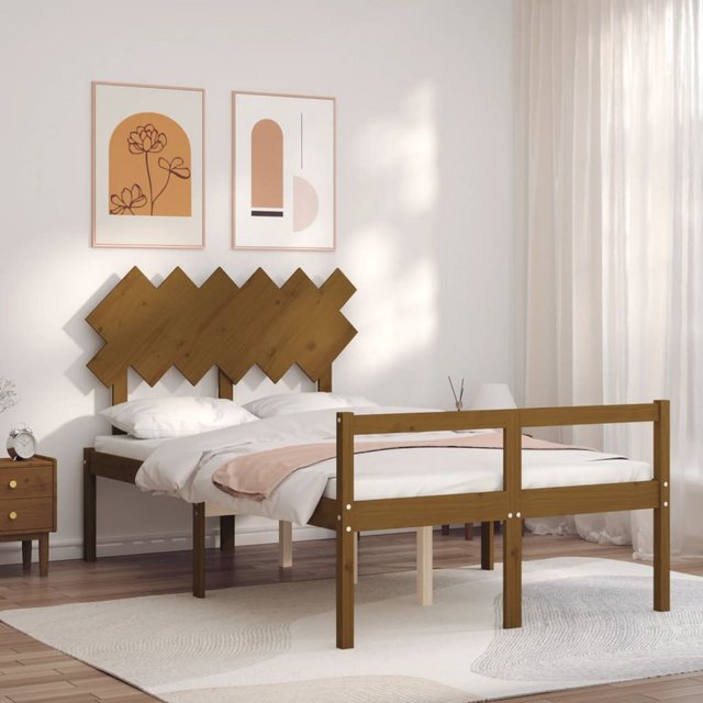 vidaXL Bett Seniorenbett mit Kopfteil Honigbraun Massivholz günstig online kaufen