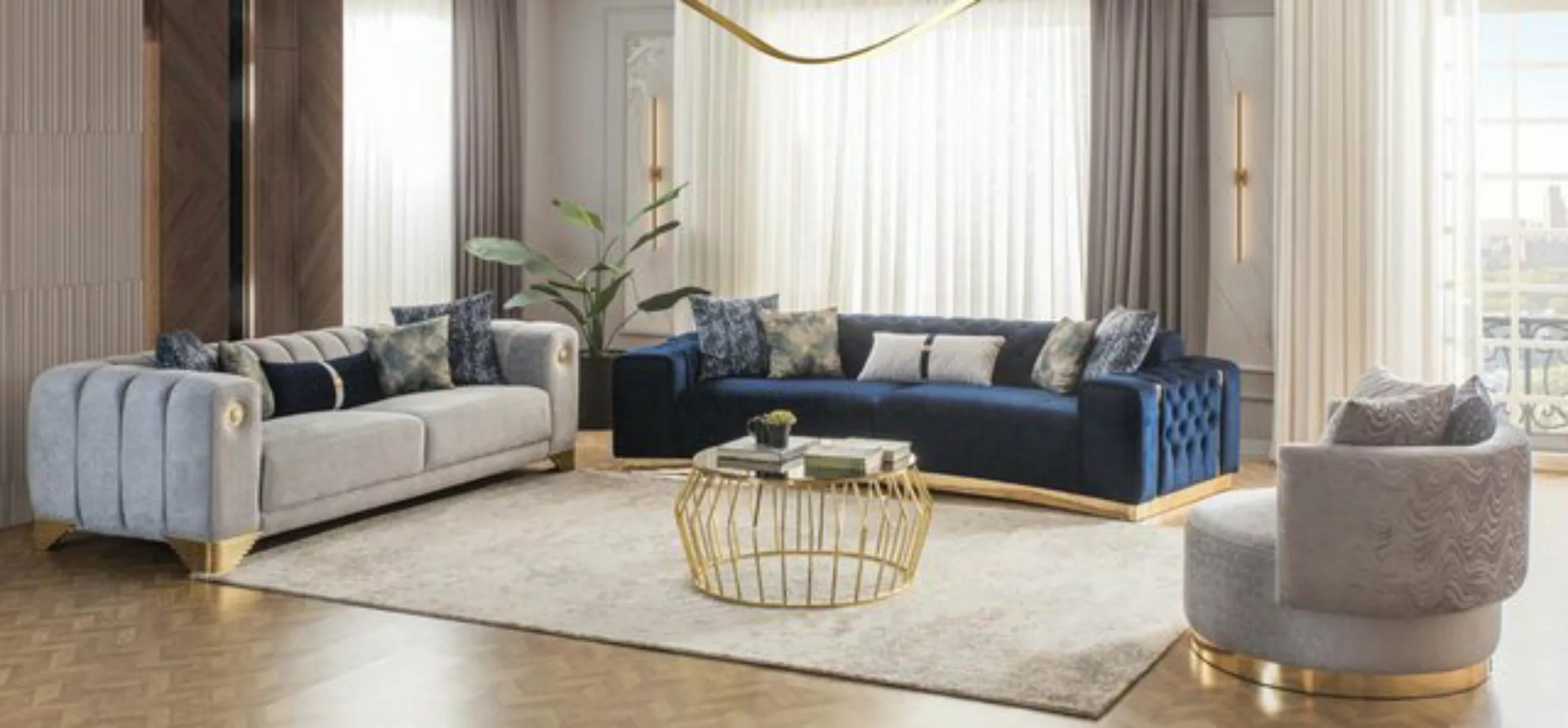 Xlmoebel Sofa Designer Viersitzer Sofa mit zwei Sesseln für das moderne Woh günstig online kaufen