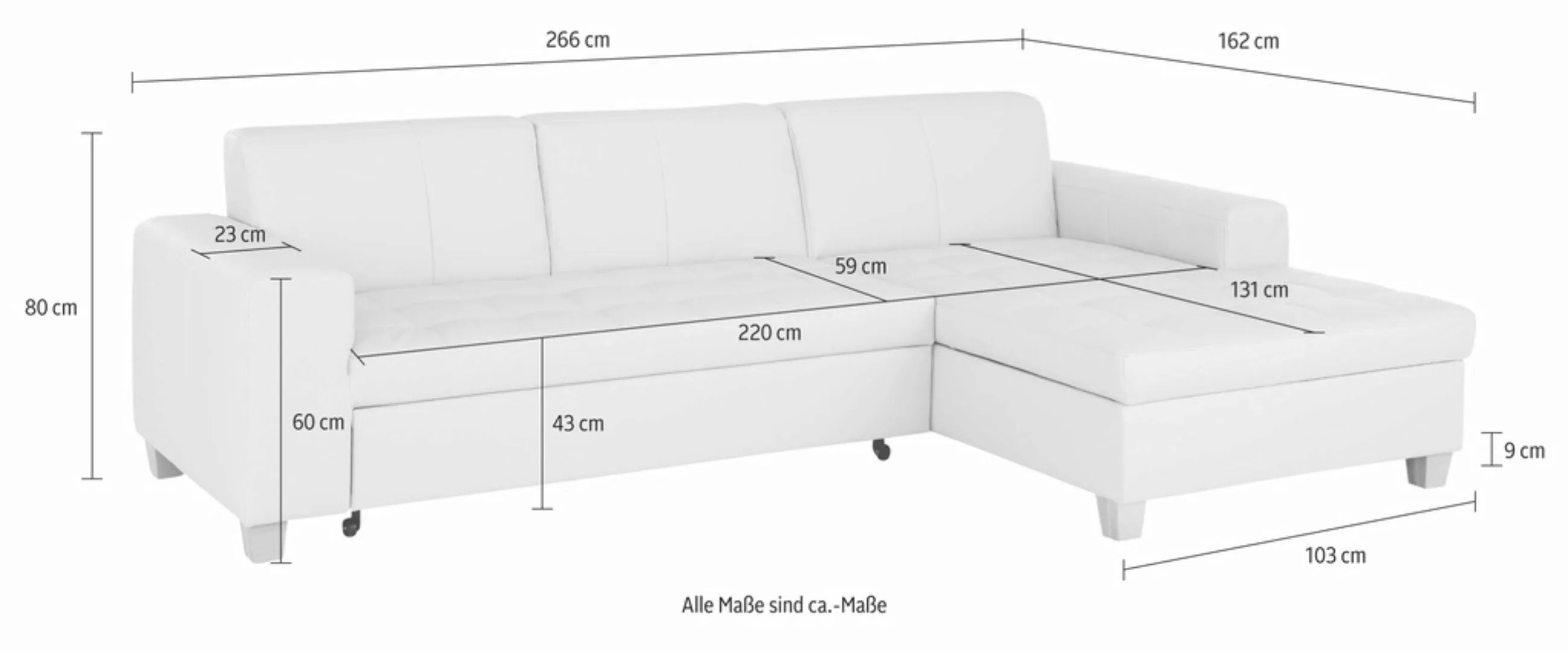 Home affaire Ecksofa "Corby L-Form", wahlweise mit Bettfunktion, Steppung a günstig online kaufen