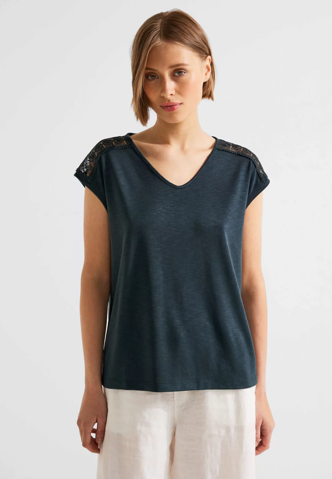 STREET ONE V-Shirt, in Unifarbe günstig online kaufen