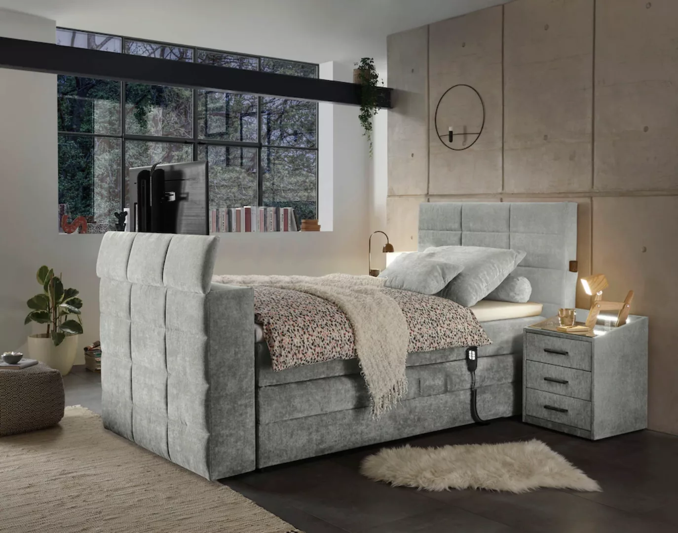 ED EXCITING DESIGN Boxspringbett "Denver", inkl. Motorverstellung, Duo-Matr günstig online kaufen