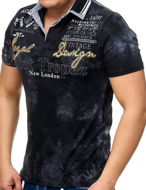 L.gonline Poloshirt Herren Polo Shirt Royal Design, Washed Shirt, Kurzarm H günstig online kaufen