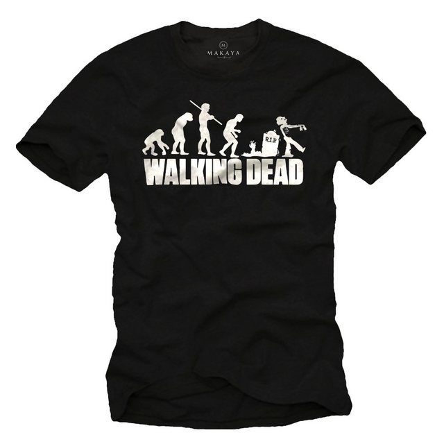 MAKAYA Print-Shirt Zombie Evolution Gamer T-Shirt Herren Walking Dead Nerd günstig online kaufen