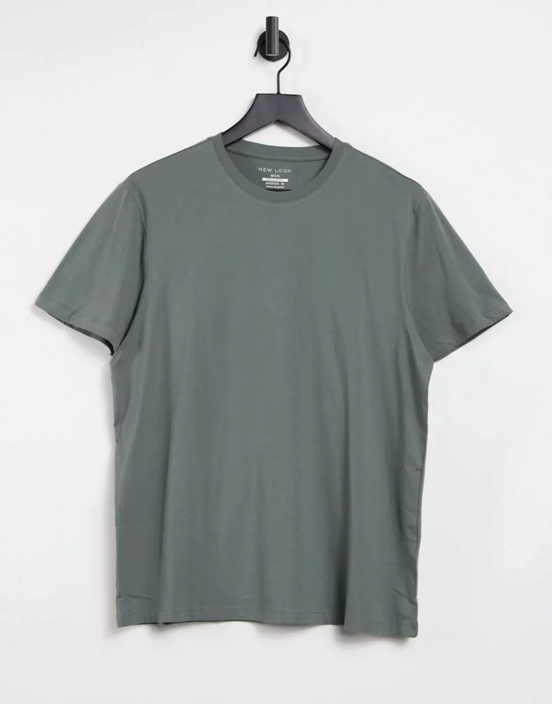 New Look – T-Shirt mit Rundhalsausschnitt in Khaki-Grün günstig online kaufen