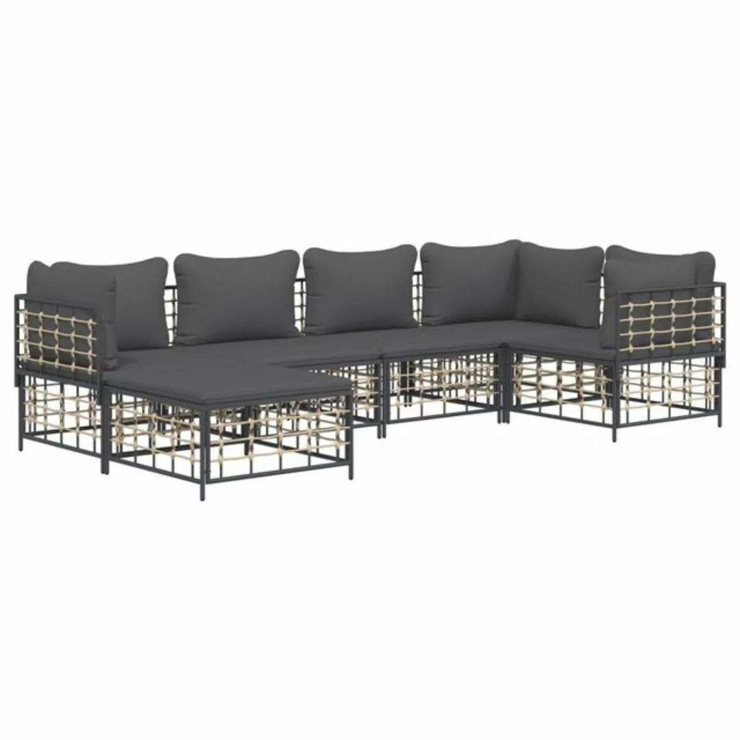 Vidaxl 6-tlg. Garten-lounge-set Mit Kissen Anthrazit Poly Rattan günstig online kaufen