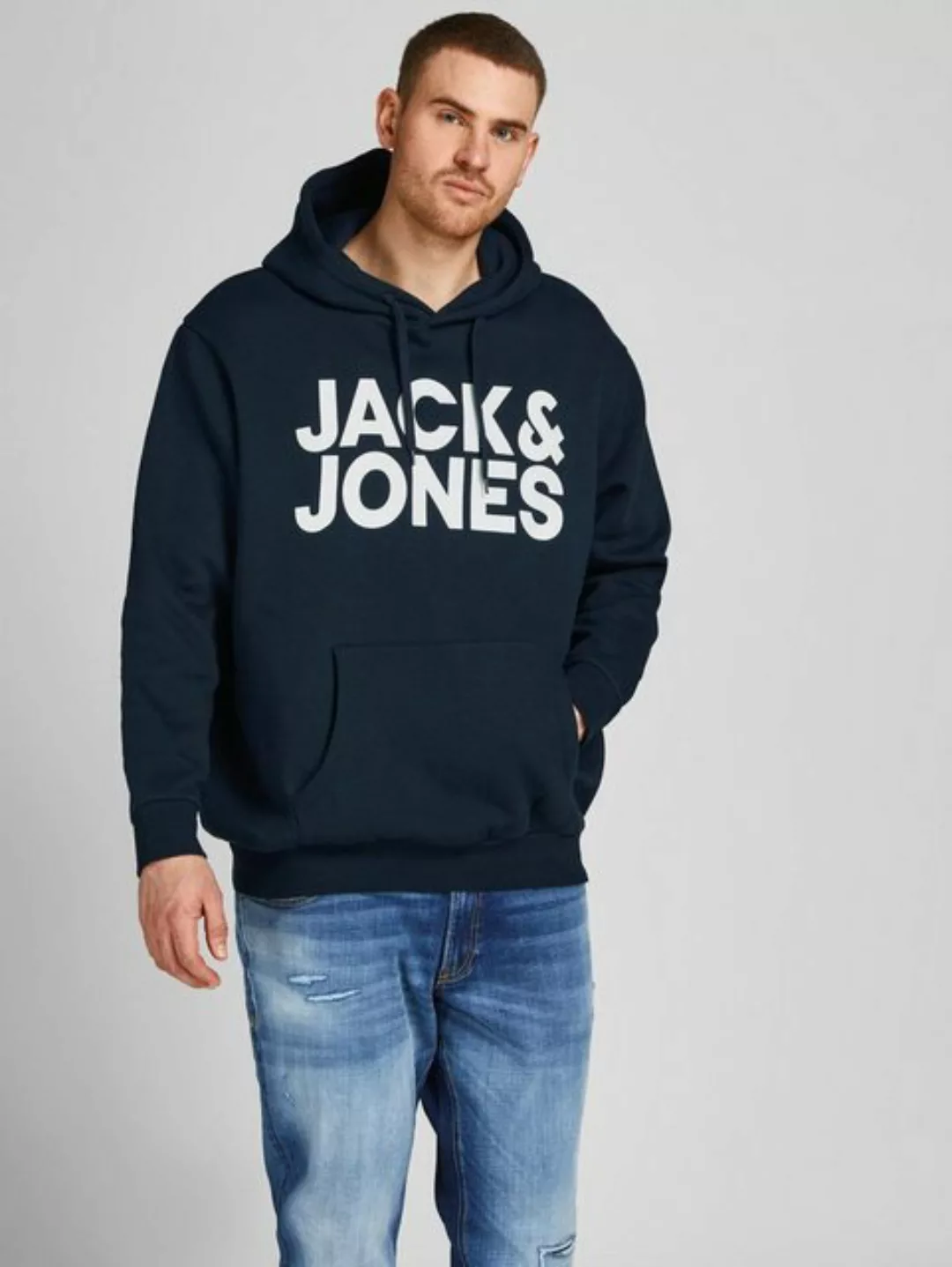 Jack & Jones Herren Hoodie Kapuzenpullover JJECORP LOGO - Regular Fit Pluss günstig online kaufen