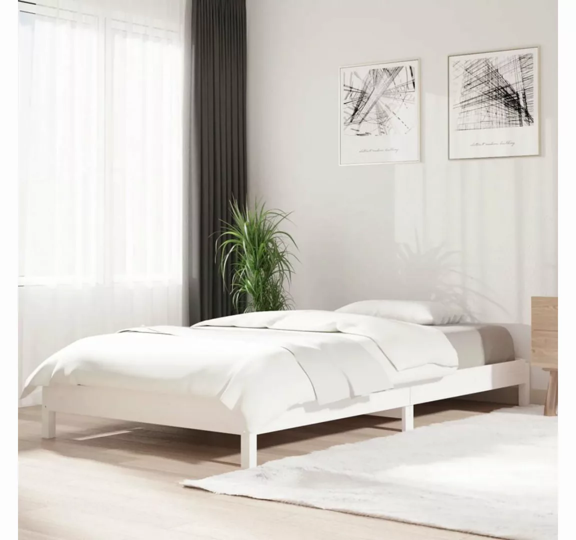 vidaXL Bett, Stapelbett Weiß 75x190 cm Massivholz Kiefer günstig online kaufen