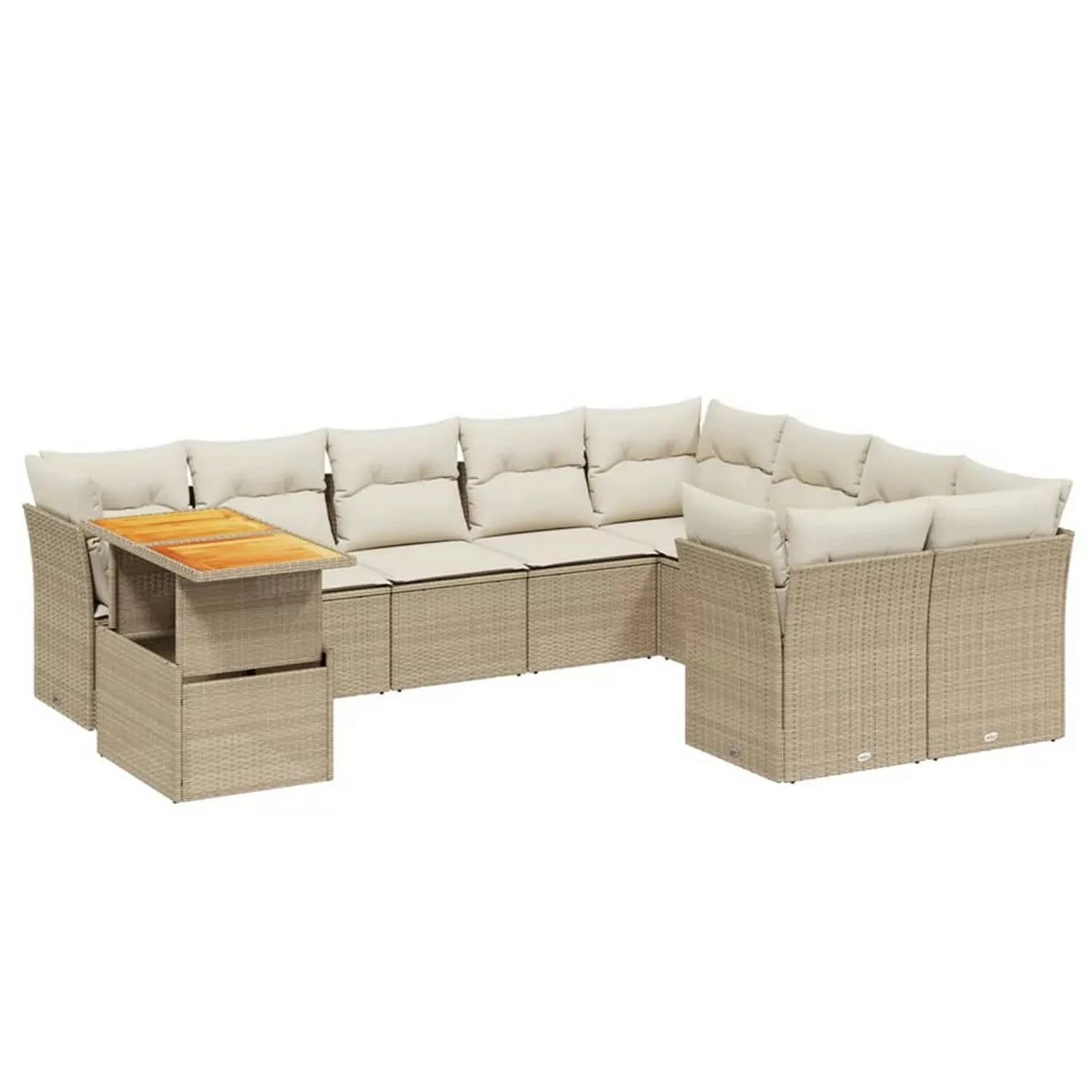 vidaXL 10-tlg. Garten-Sofagarnitur mit Kissen Beige Poly Rattan günstig online kaufen