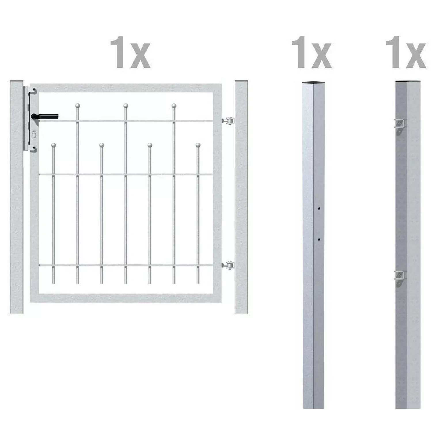 Metallzaun Einzeltor-Set Madrid verzinkt z. Einbetonieren 100 cm x 100 cm c günstig online kaufen