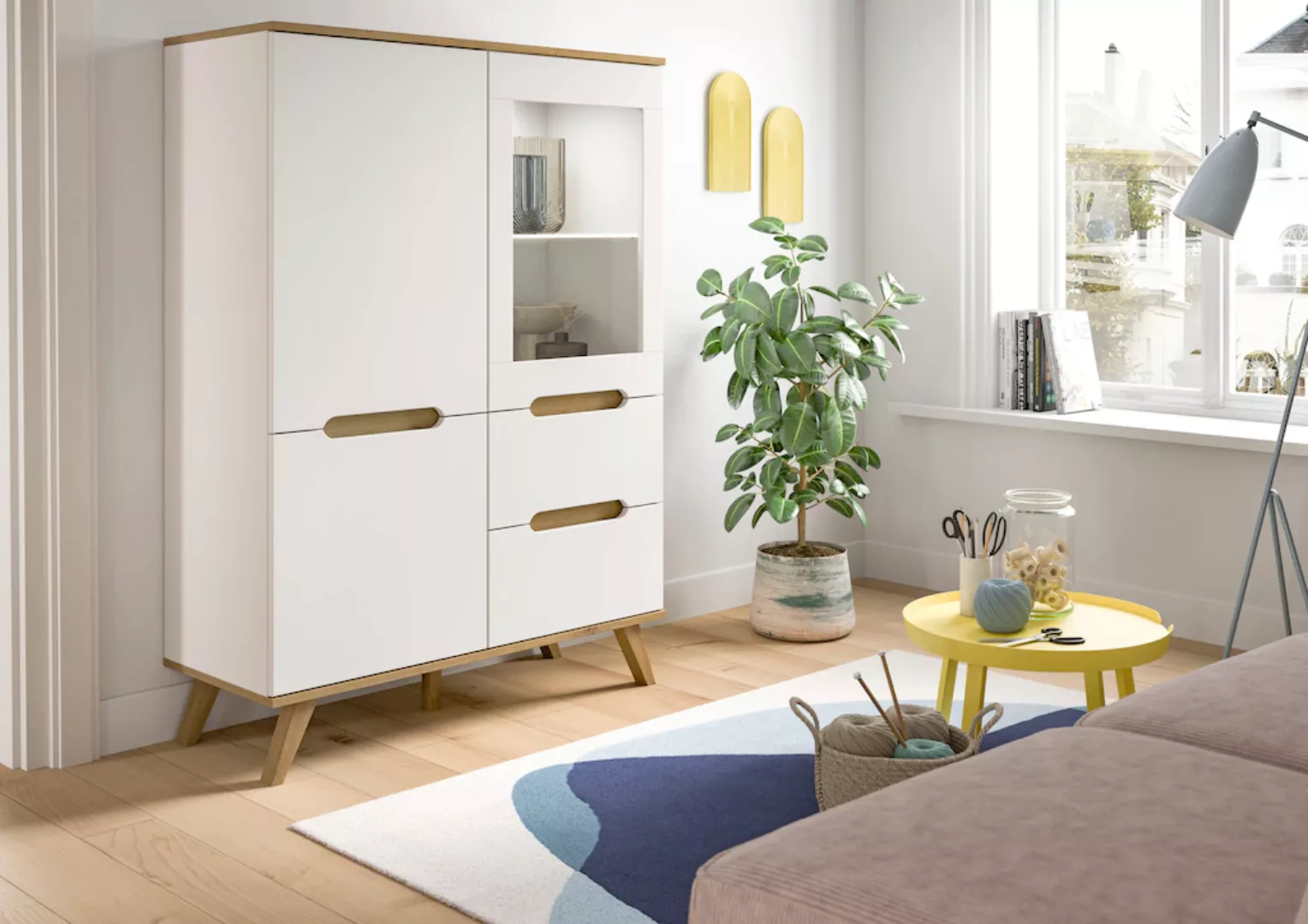 Home affaire Highboard "Alesund, Höhe 140cm, 2 Türen, 1 Schubkasten,konisch günstig online kaufen