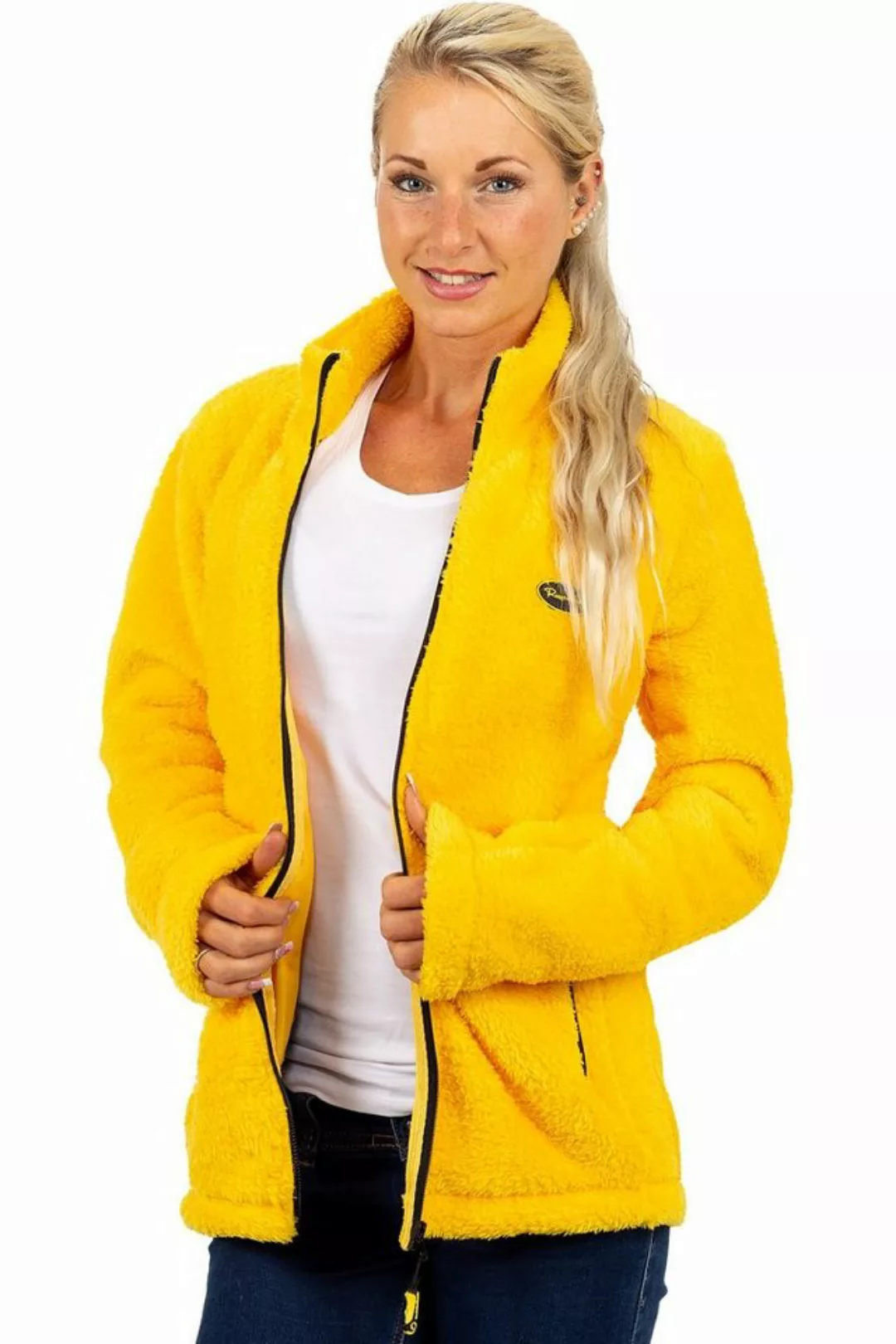 Reichstadt Fleecejacke Kuschelige Flauschige Jacke 22RSW002 Yellow XS mit S günstig online kaufen