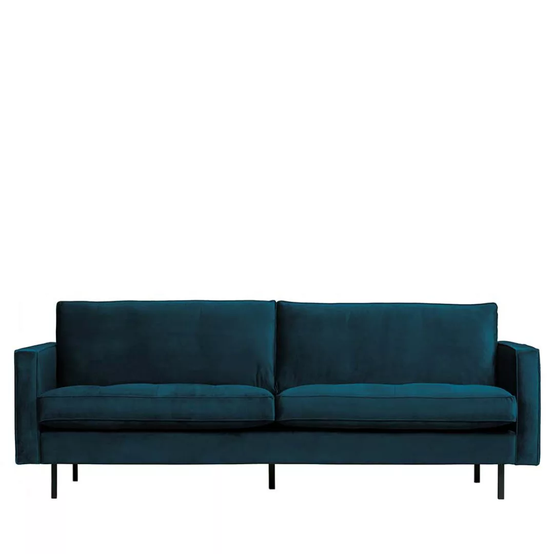 Sitzsofa in Blau Samt Retrostil günstig online kaufen