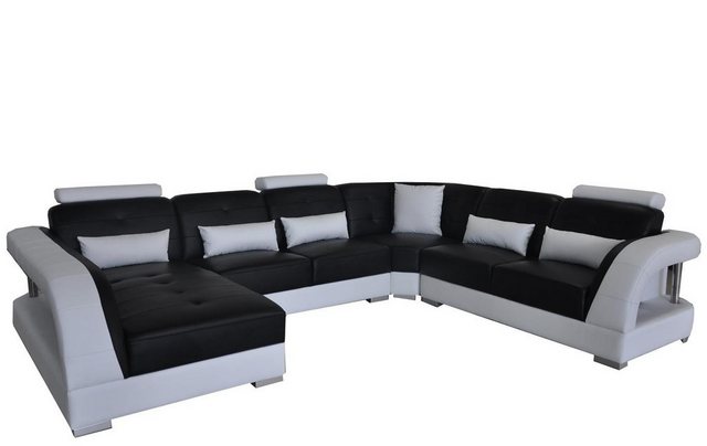 Xlmoebel Ecksofa Moderne Eckcouch aus Leder mit USB-Anschluss in Schwarz - günstig online kaufen