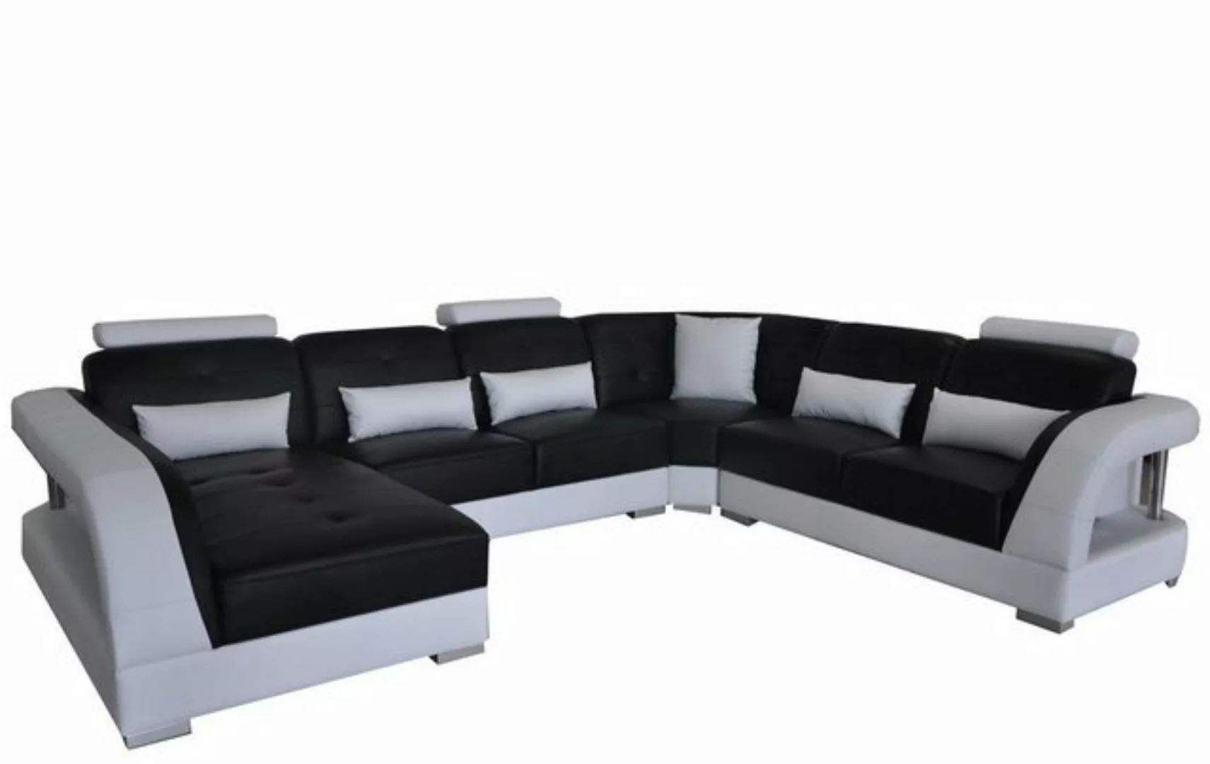 Xlmoebel Ecksofa Moderne Eckcouch aus Leder mit USB-Anschluss in Schwarz - günstig online kaufen