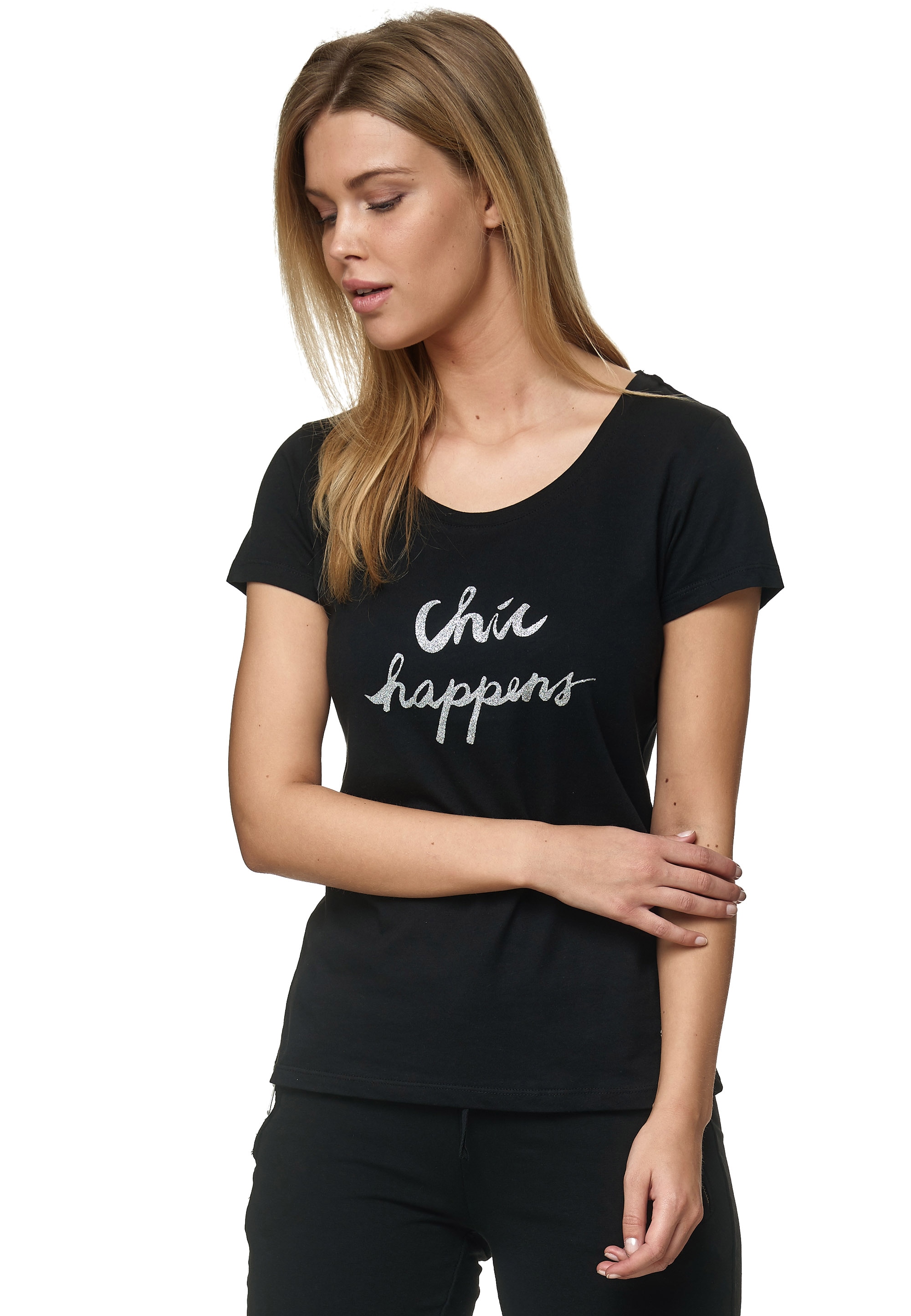 Decay T-Shirt "Chic happens", mit pfiffigem Statement-Print günstig online kaufen