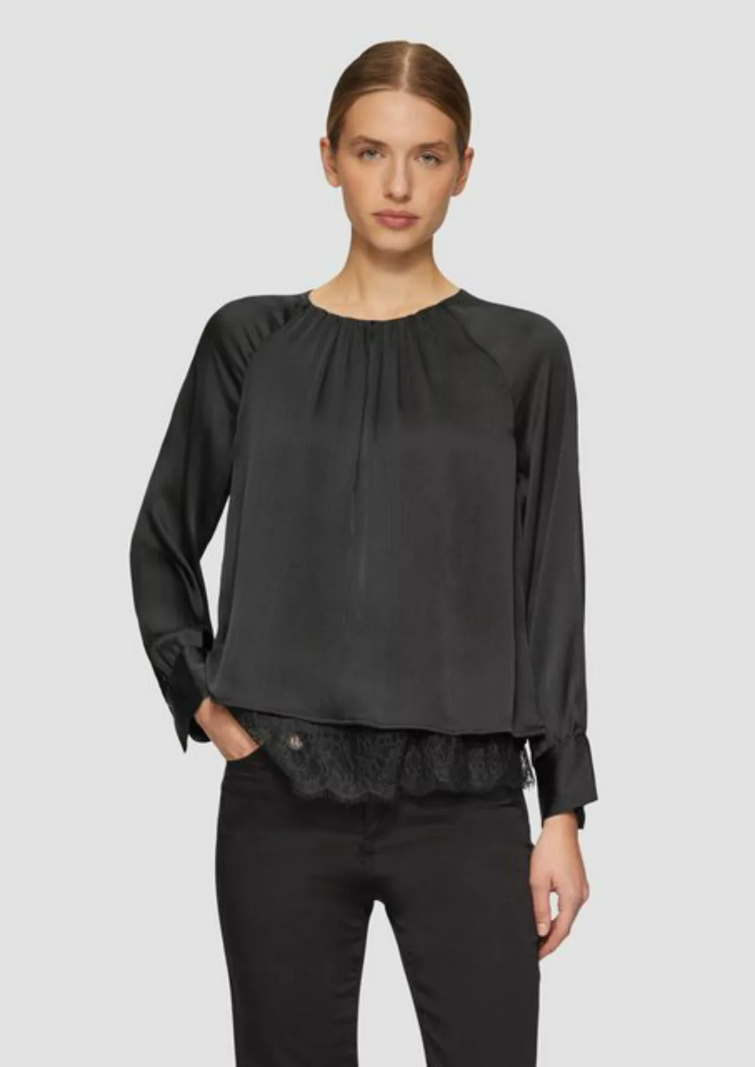 s.Oliver BLACK LABEL Langarmbluse Festive Viskosebluse mit Struktur und Rag günstig online kaufen