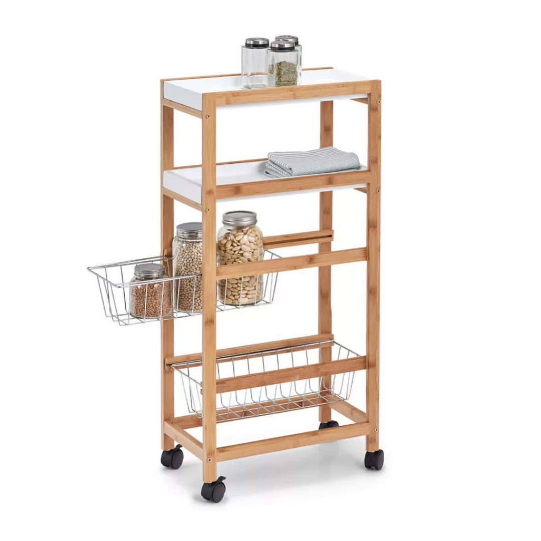 Zeller Küchenwagen weiß Bambus B/H/T: ca. 40x83x22 cm günstig online kaufen