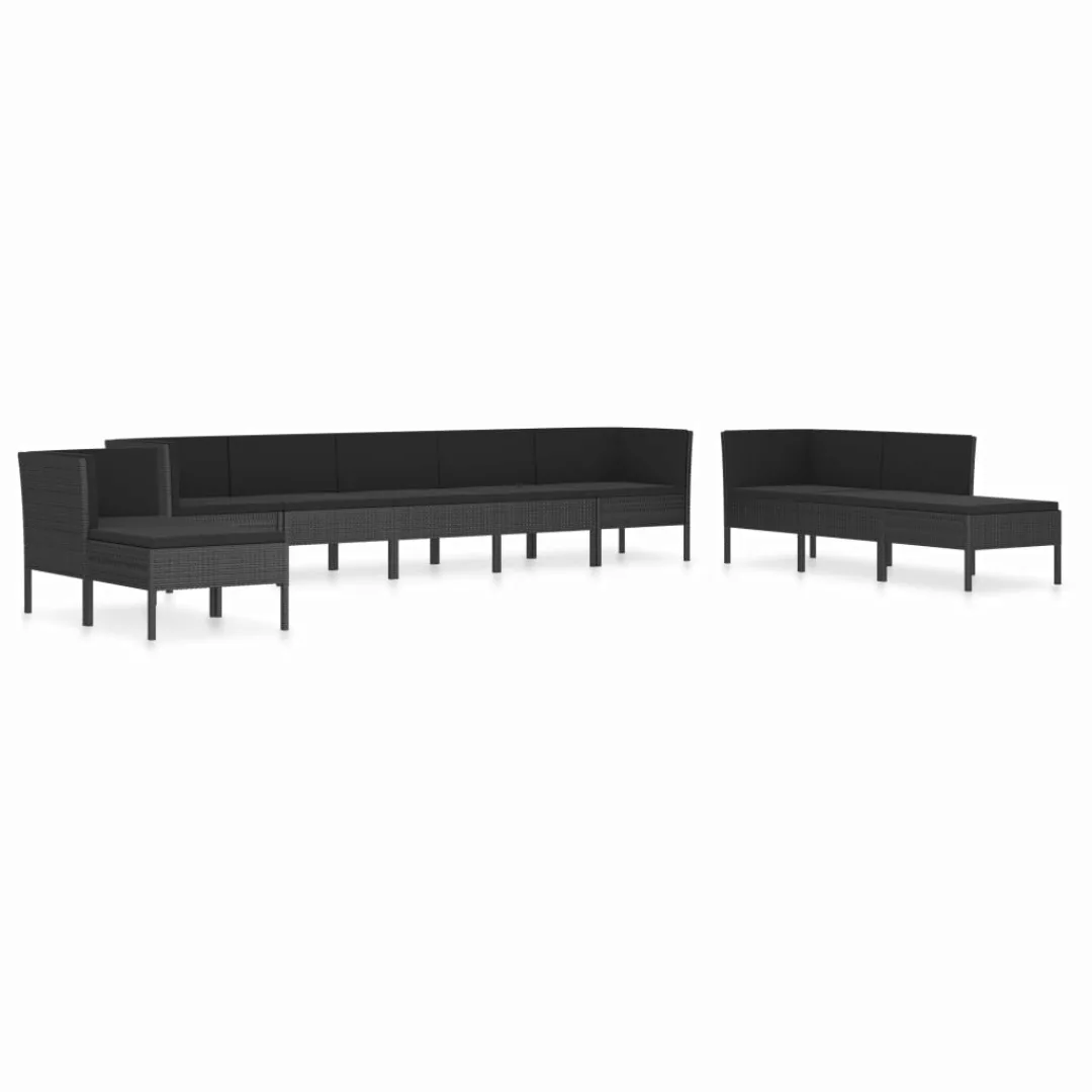 10-tlg. Garten-lounge-set Mit Auflagen Poly Rattan Schwarz günstig online kaufen