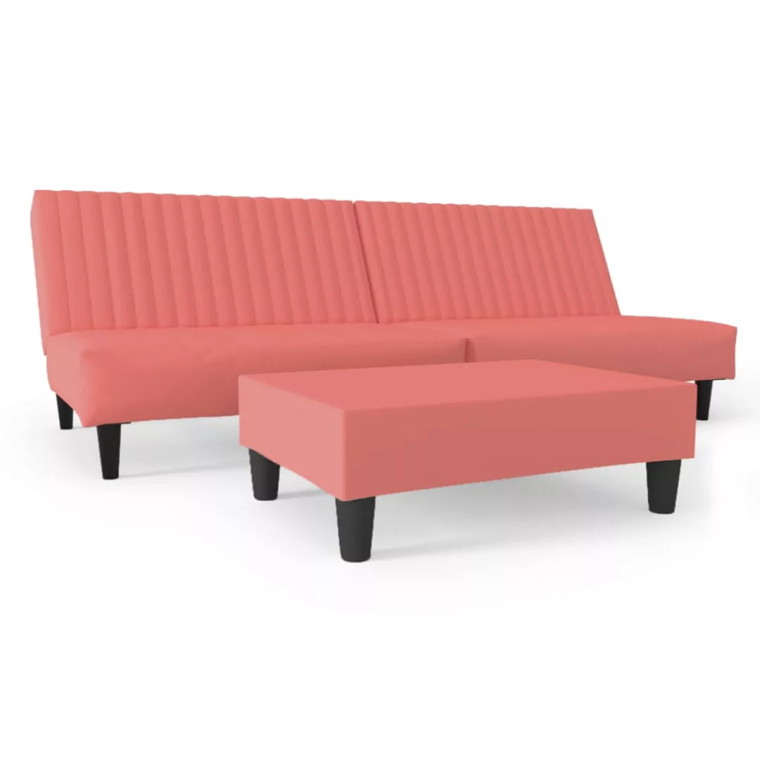 Schlafsofa 2-sitzer Mit Fußhocker Rosa Samt günstig online kaufen