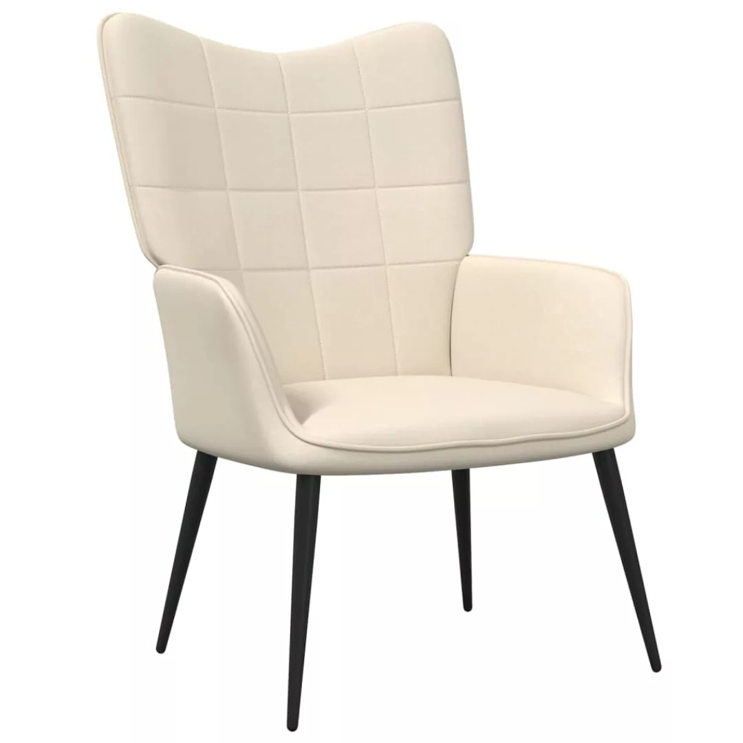 Relaxsessel Mit Hocker 62x68,5x96 Cm Creme Stoff günstig online kaufen