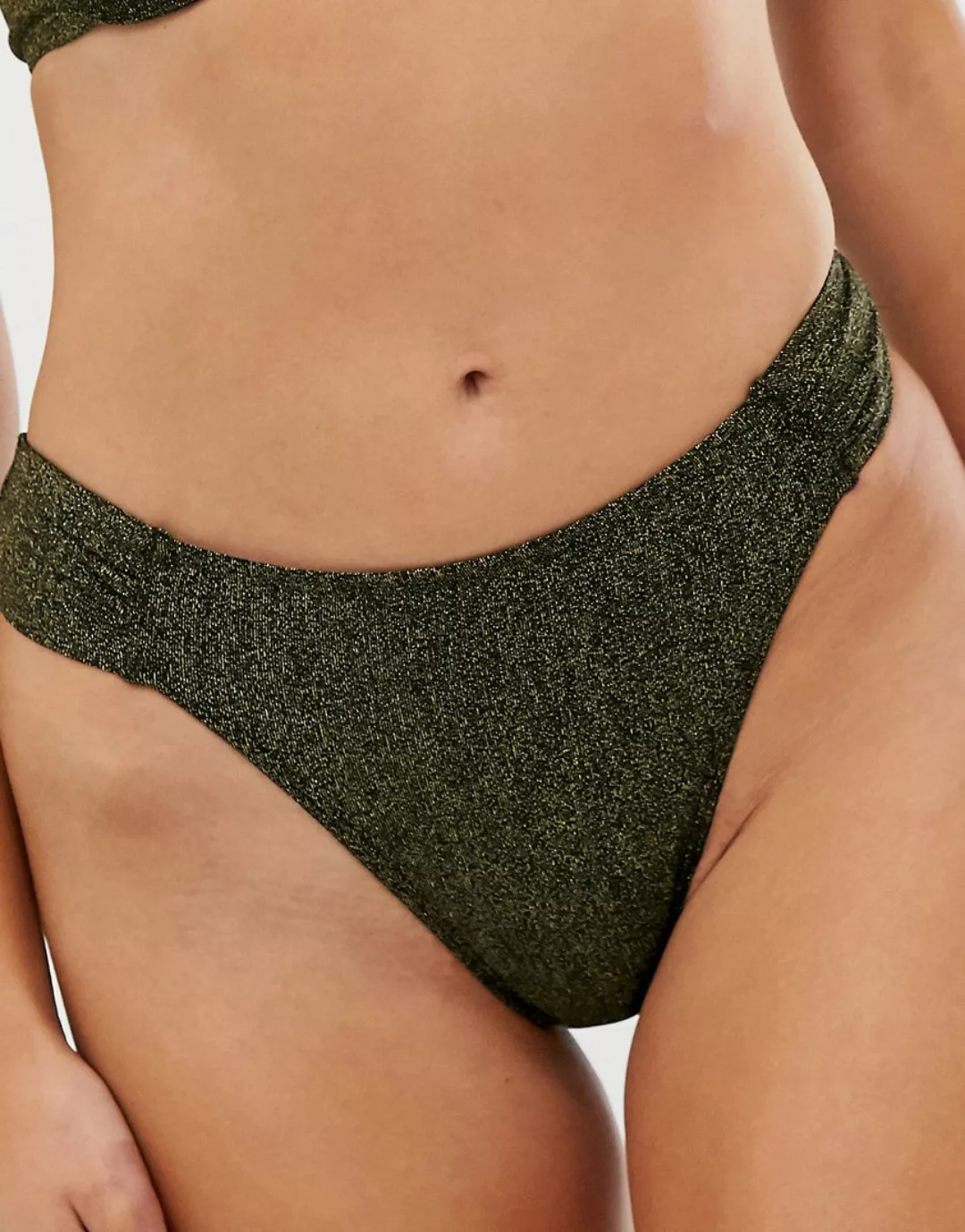 Dorina – Brasilianische Bikinihose in Metallic-Optik-Schwarz günstig online kaufen