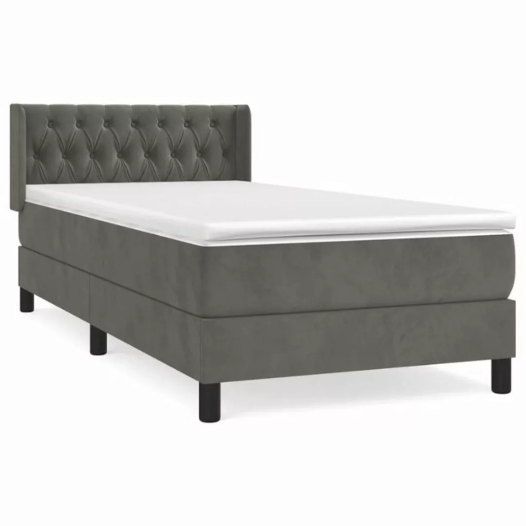 vidaXL Bettgestell Boxspringbett mit Matratze Dunkelgrau 90x200 cm Samt Bet günstig online kaufen