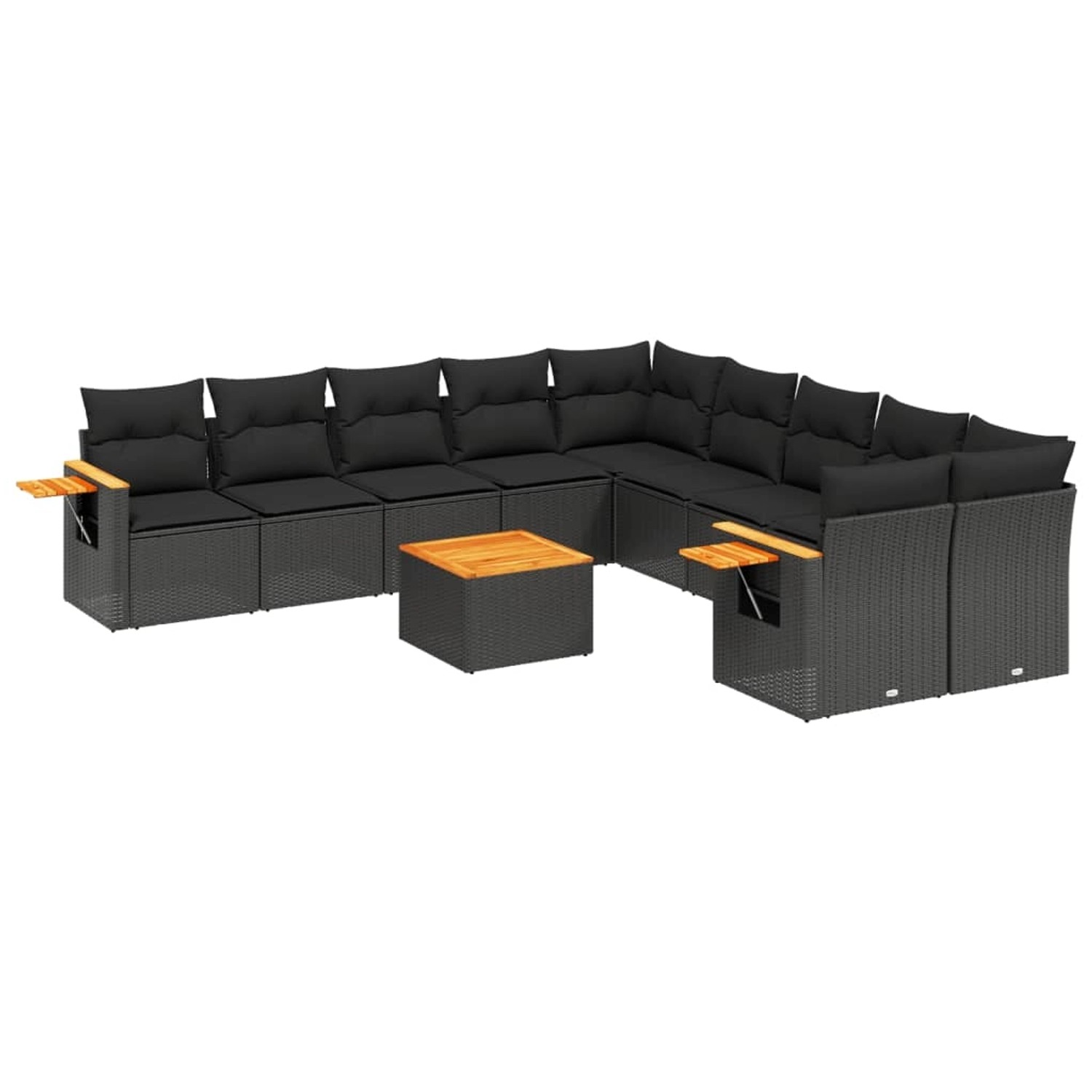 vidaXL 11-Tlg Garten-Sofagarnitur mit Kissen Schwarz Poly Rattan 3259598 günstig online kaufen