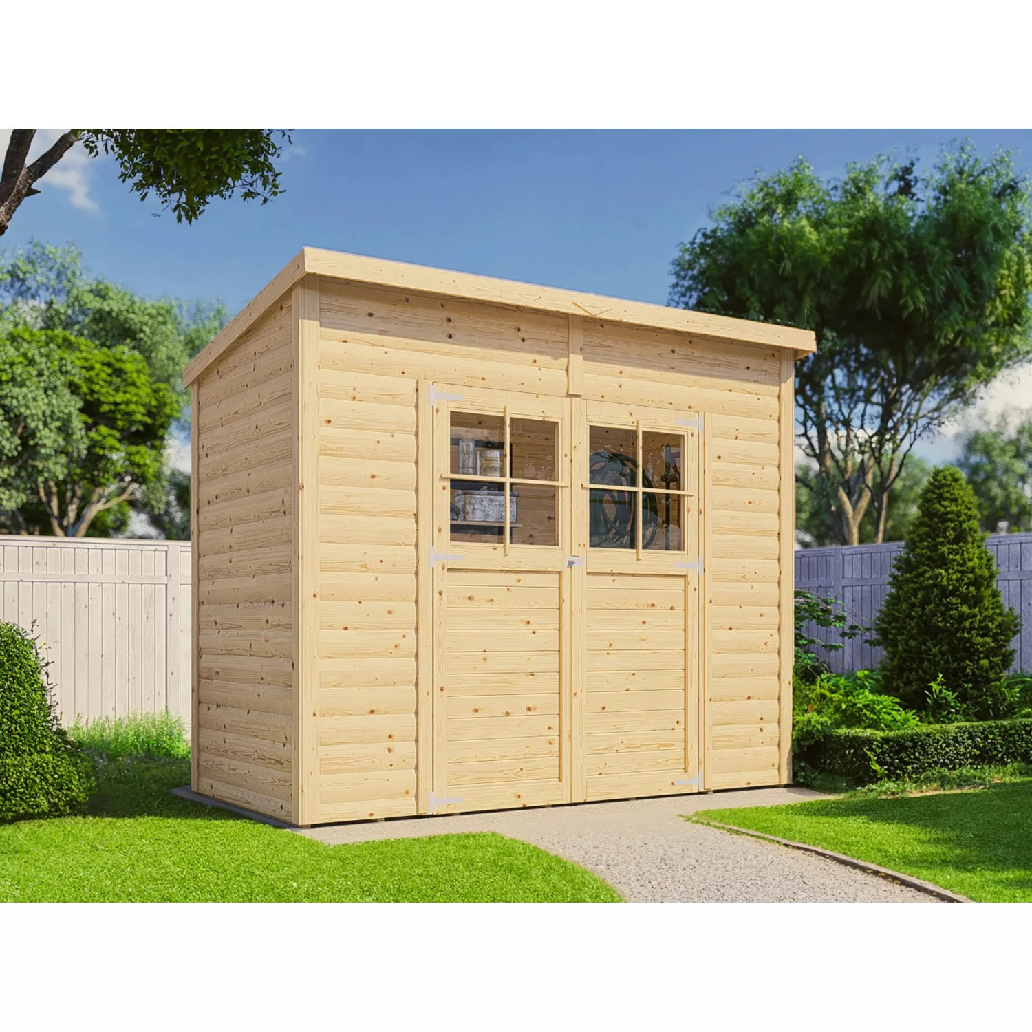 Bertilo Holz-Gartenhaus Alster 245 cm x 122 cm Natur FSC® günstig online kaufen